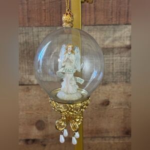 Lenox Embellished Angel Goldplated Diorama Christmas Ornament with Box